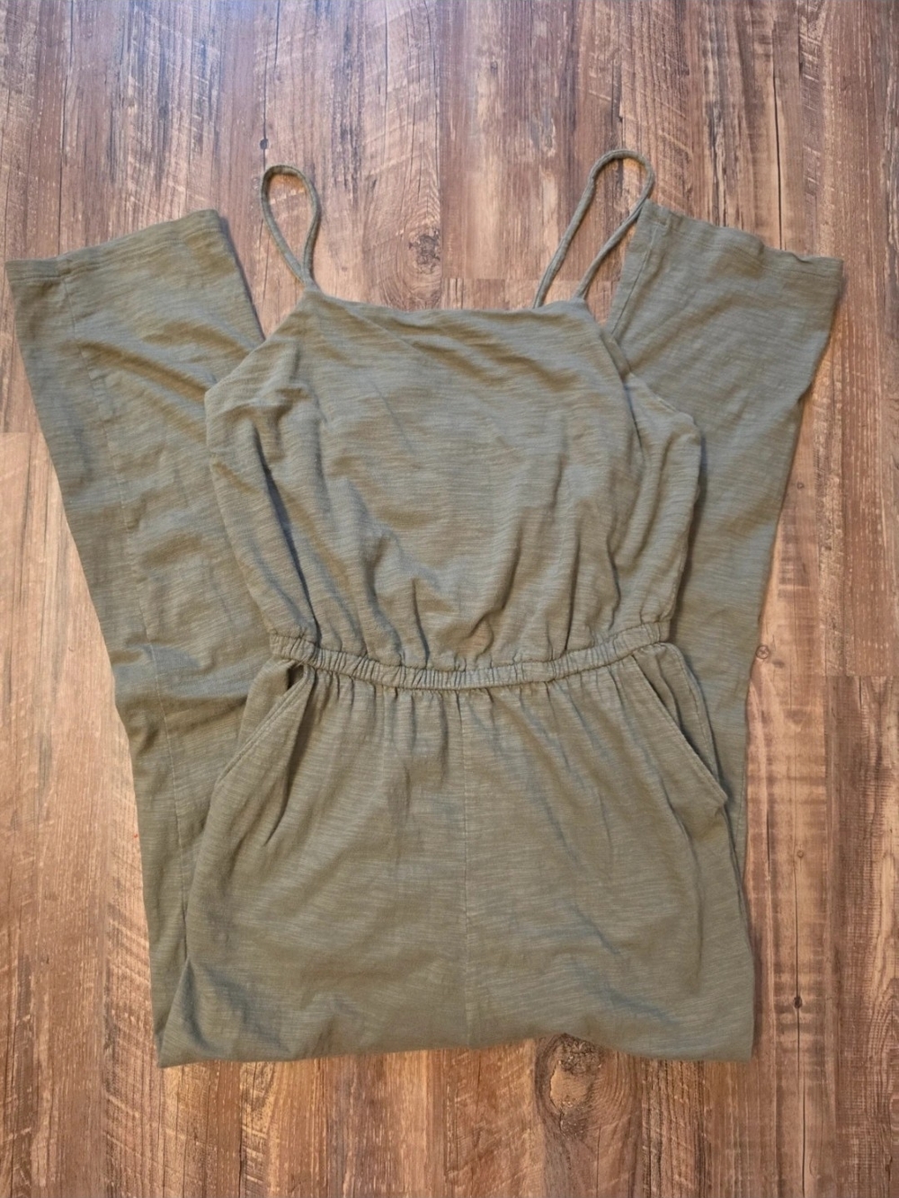 Old Navy Olive Green Cami Jumpsuit Small Tall Olive Green Adjustable Straps